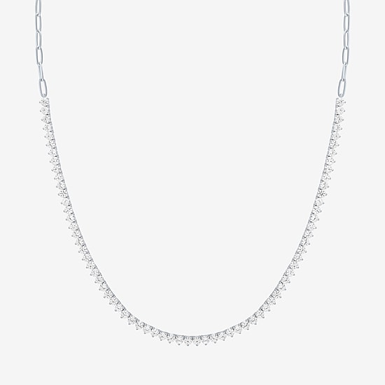 Gemstone Sterling Silver 18 Inch Tennis Necklace