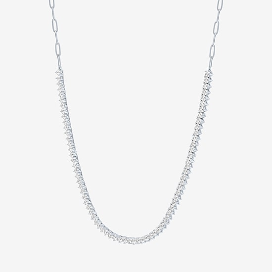 Gemstone Sterling Silver 18 Inch Tennis Necklace