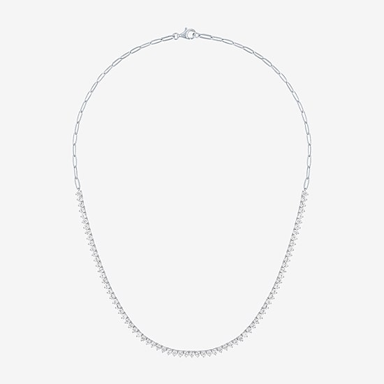 Gemstone Sterling Silver 18 Inch Tennis Necklace