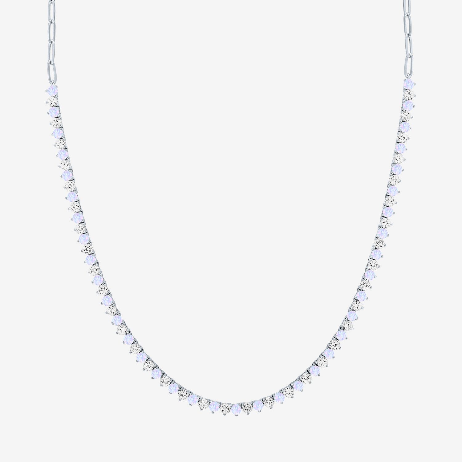 Gemstone Sterling Silver 18 Inch Tennis Necklace