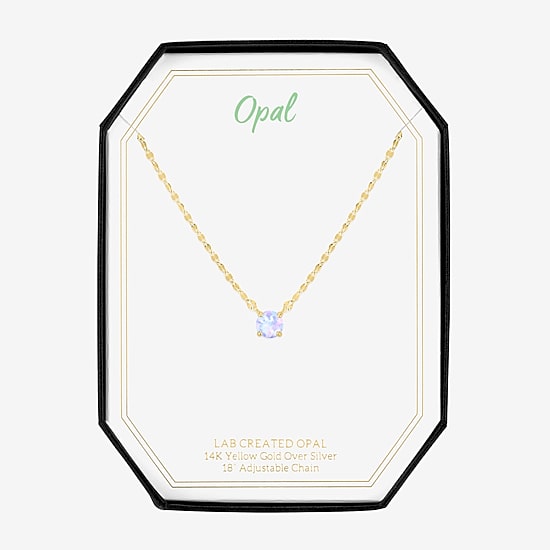 Gemstone 14K Gold Over Silver Round 18 Inch Pendant Necklace