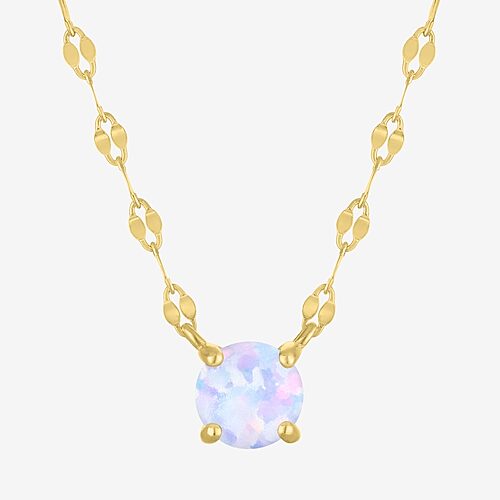 Gemstone 14K Gold Over Silver Round 18 Inch Pendant Necklace, One Size, White