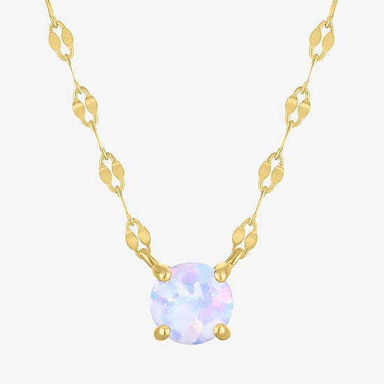 Gemstone 14K Gold Over Silver Round 18 Inch Pendant Necklace