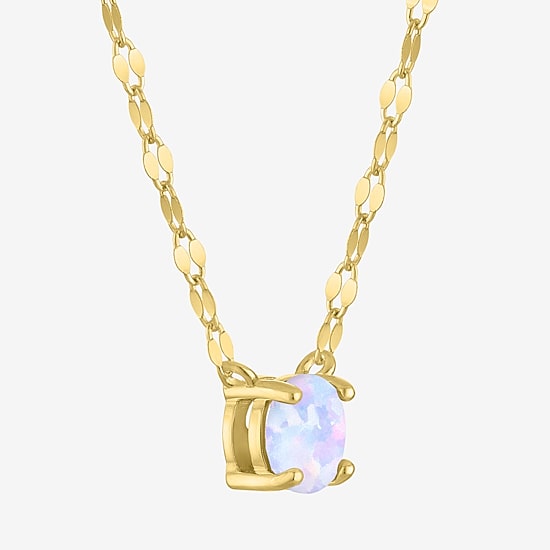 Gemstone 14K Gold Over Silver Round 18 Inch Pendant Necklace