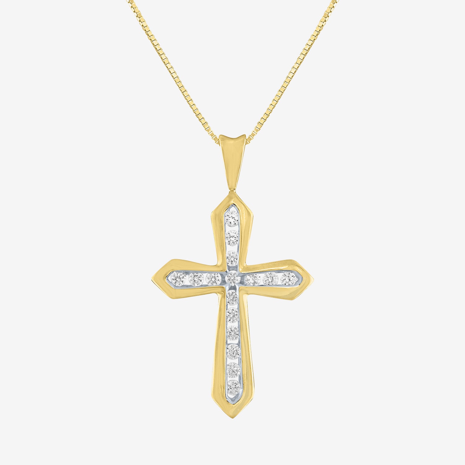 G-H / Si2-I1) Womens 1/ CT. T.W. Lab Grown White Diamond 10K Gold Cross 18 Inch Pendant Necklace