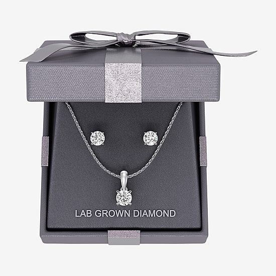 ( G/SI1-SI2 ) 2 CT. T.W. Lab-Grown Diamond Sterling Silver or 14K Gold over Silver  2-pc. Jewelry Set
