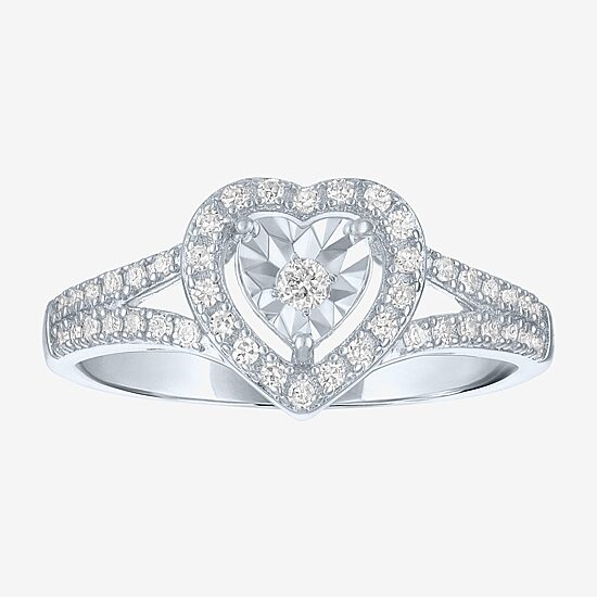 Womens 1/4 CT. T.W. Lab Grown White Diamond Sterling Silver Crossover Engagement Ring