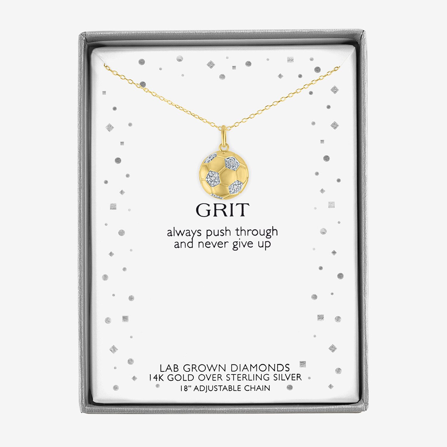 Diamond Accent (G-H / Si2-I1) Soccer Ball Womens Diamond Accent Lab Grown White Diamond Accent 14K Gold Over Silver 16 Inch Pendant Necklace