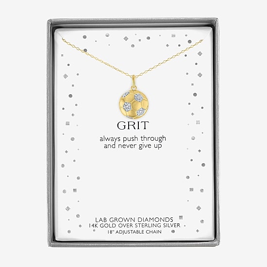Diamond Accent (G-H / Si2-I1) Soccer Ball Womens Diamond Accent Lab Grown White Diamond Accent 14K Gold Over Silver 16 Inch Pendant Necklace