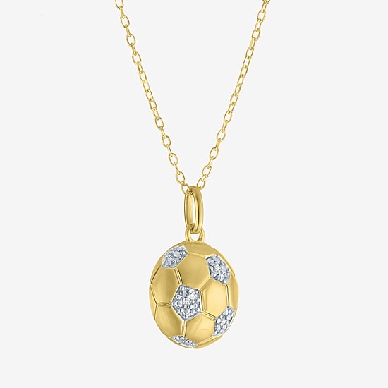 Diamond Accent (G-H / Si2-I1) Soccer Ball Womens Diamond Accent Lab Grown White Diamond Accent 14K Gold Over Silver 16 Inch Pendant Necklace