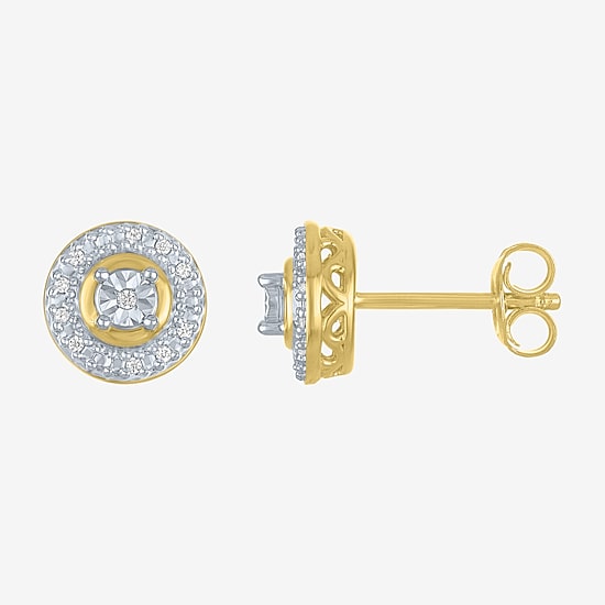 (G-H, Si2-I1) Womens 1/7 CT. T.W. Lab Grown White Diamond 14K Gold Over Silver Round 2-pc. Jewelry Set