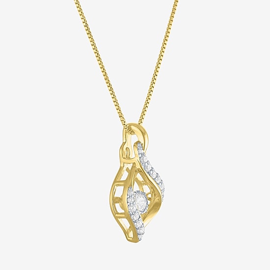 (G-H, Si2-I1) Womens 1/4 CT. T.W. Lab Grown White Diamond 14K Gold Over Silver 18 Inch Pendant Necklace