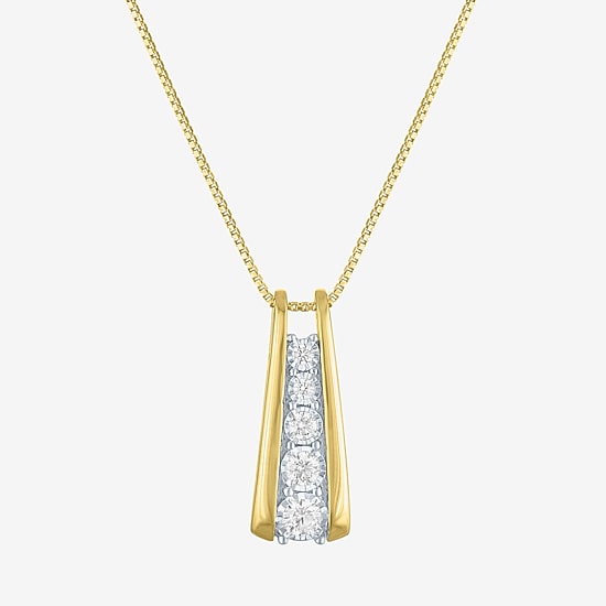 (G-H / Si2-I1) Womens 1/4 CT. T.W. Lab Grown White Diamond 14K Gold Over Silver Round 18 Inch Pendant Necklace
