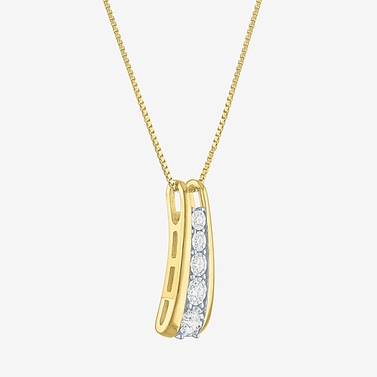(G-H / Si2-I1) Womens 1/4 CT. T.W. Lab Grown White Diamond 14K Gold Over Silver Round 18 Inch Pendant Necklace
