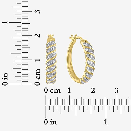 1/10 CT. T.W. Diamond Hoop Earrings in Sterling Silver or 14K Gold Over Silver