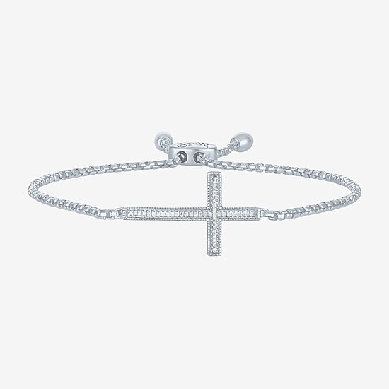 Rhythm and Muse Diamond-Accent Sterling SIlver Cross Bracelet