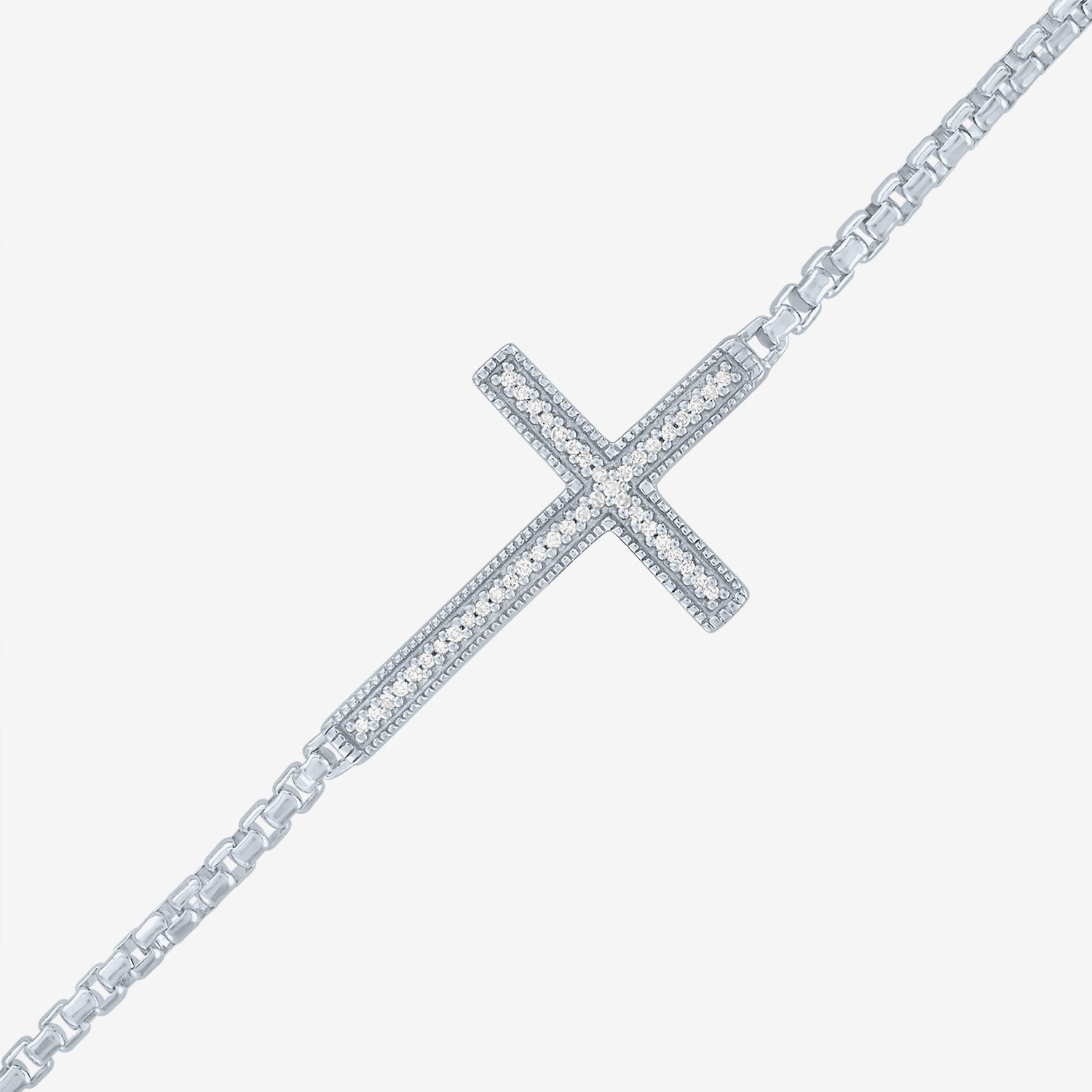 Rhythm and Muse Diamond-Accent Sterling SIlver Cross Bracelet