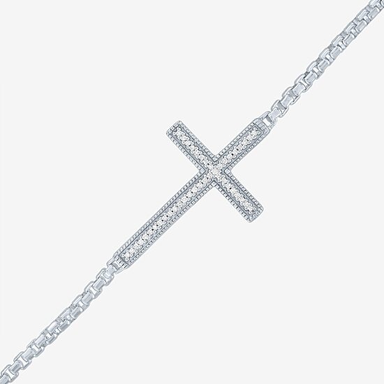 Rhythm and Muse Diamond-Accent Sterling SIlver Cross Bracelet