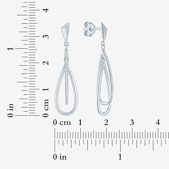 Womens 1/10 CT. T.W. Natural White Diamond Sterling Silver Drop Earrings