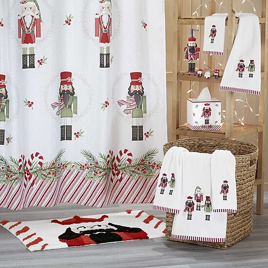 Avanti Peppermint Nutcracker Shower Curtain