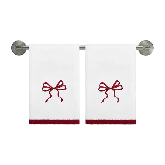Avanti Christmas Bows 2-pc. Embellished Hand Towel