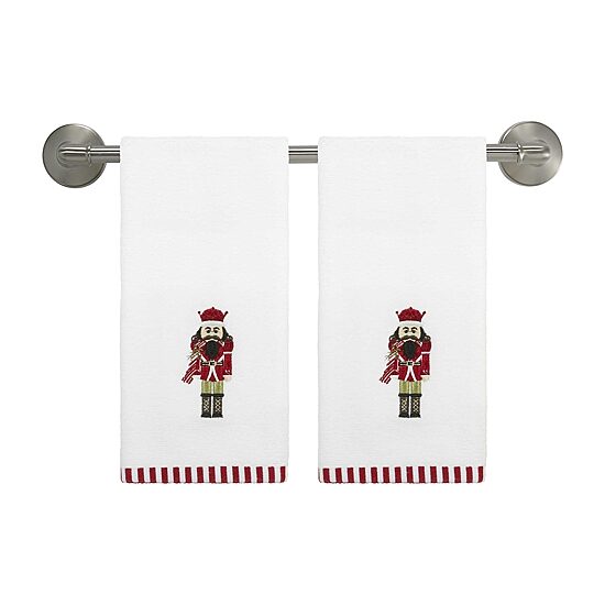 Avanti Peppermint Nutcracker 2-pc. Embellished Fingertip Towel