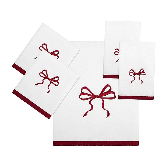 Avanti Christmas Bows 2-pc. Embellished Fingertip Towel