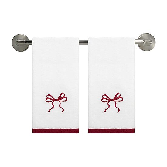 Avanti Christmas Bows 2-pc. Embellished Fingertip Towel