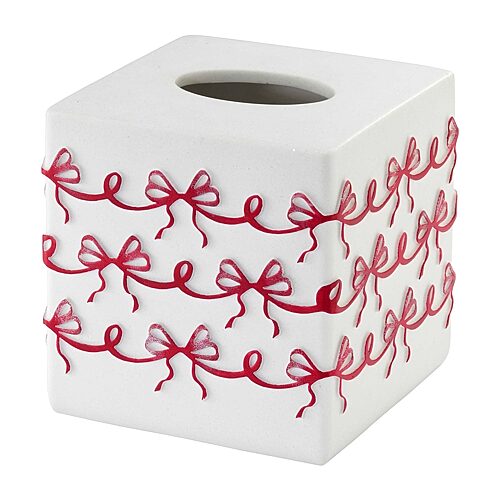 Avanti Christmas Bows Tissue Box Cover, One Size, Red