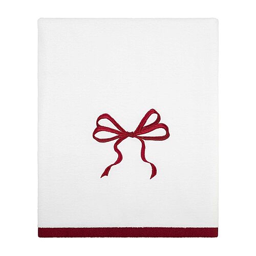 Avanti Christmas Bows Embellished Holiday Bath Towel, One Size, White