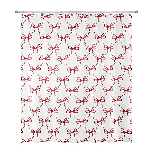 Avanti Christmas Bows Polyester Shower Curtain, 72" x 72" - White Red