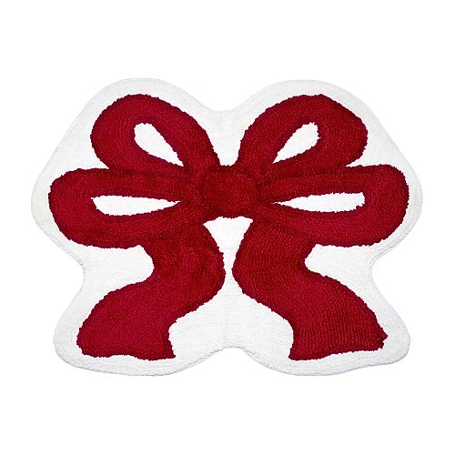 Avanti Christmas Bows Polyester Bath Rug, 29" x 22" - White Red