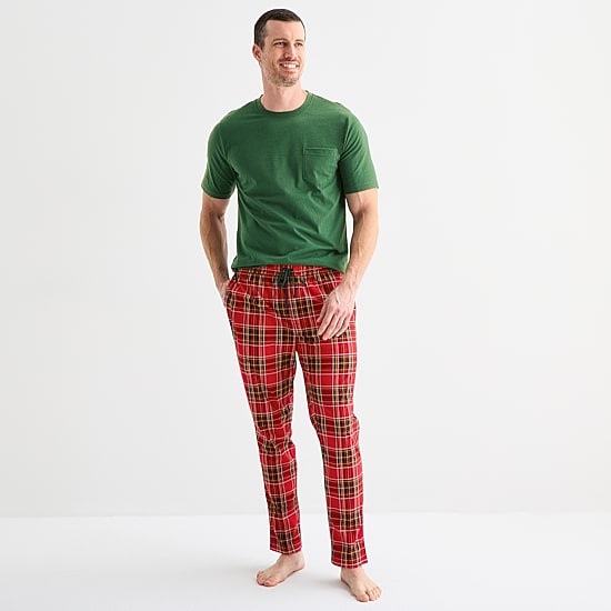 St. John's Bay Mens Crew Neck Short Sleeve 2-pc. Pajama Set