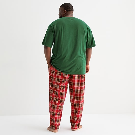 St. John's Bay Mens Crew Neck Short Sleeve 2-pc. Big and Tall Pajama Set