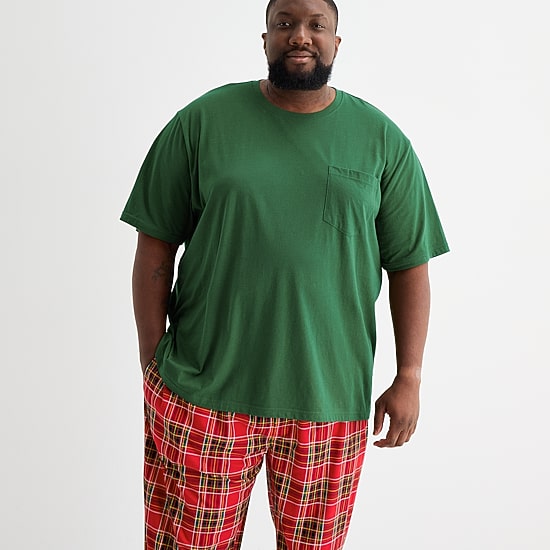 St. John's Bay Mens Crew Neck Short Sleeve 2-pc. Big and Tall Pajama Set