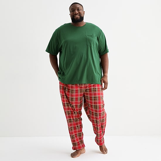St. John's Bay Mens Crew Neck Short Sleeve 2-pc. Big and Tall Pajama Set