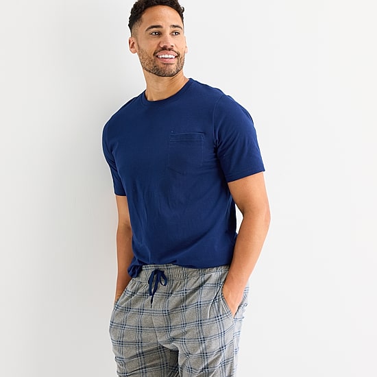 St. John's Bay Mens Crew Neck Short Sleeve 2-pc. Pajama Set