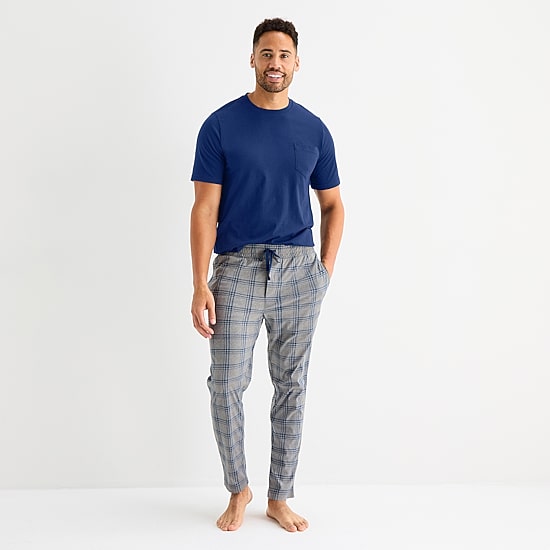 St. John's Bay Mens Crew Neck Short Sleeve 2-pc. Pajama Set