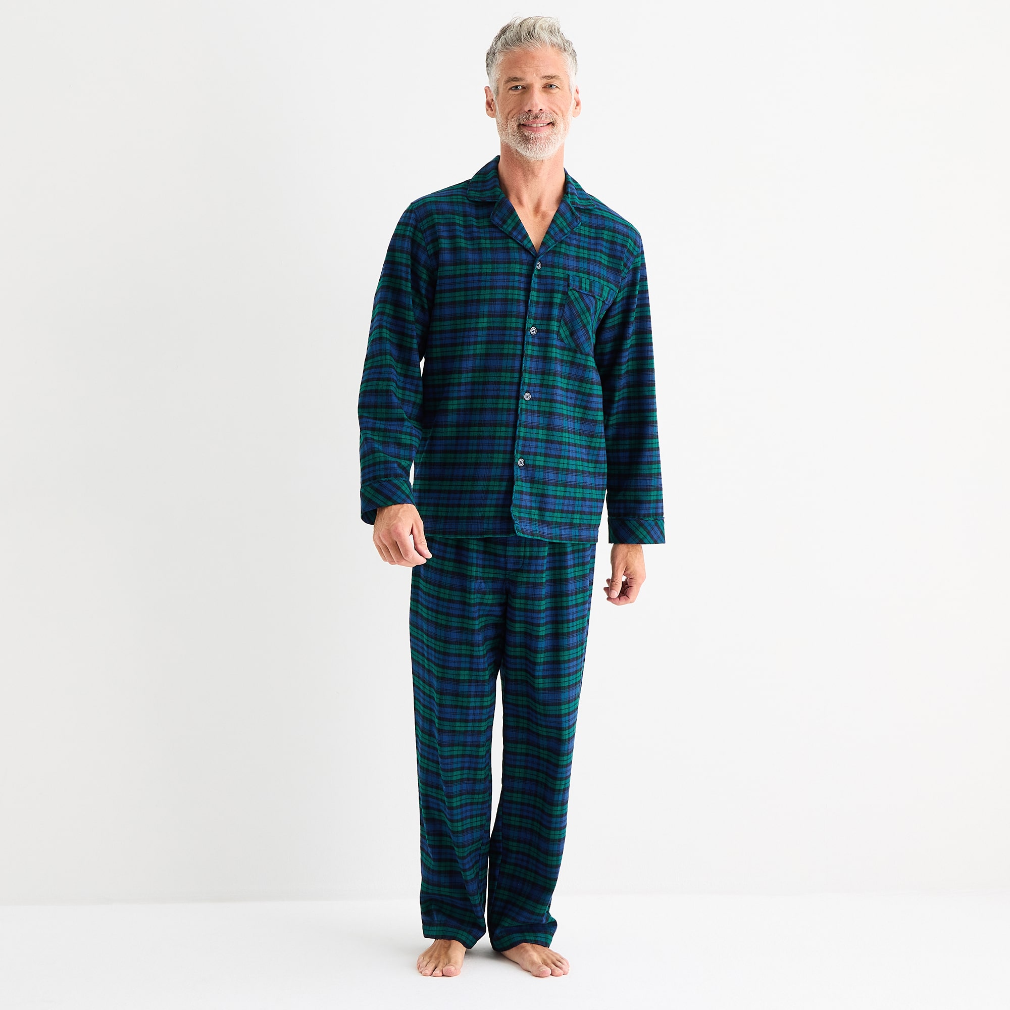 St. John's Bay Mens Flannel Long Sleeve 2-pc. Pajama Set