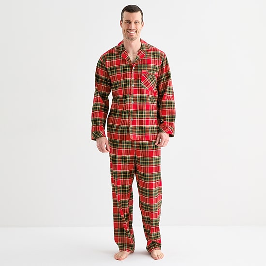St. John's Bay Mens Flannel Long Sleeve 2-pc. Pajama Set