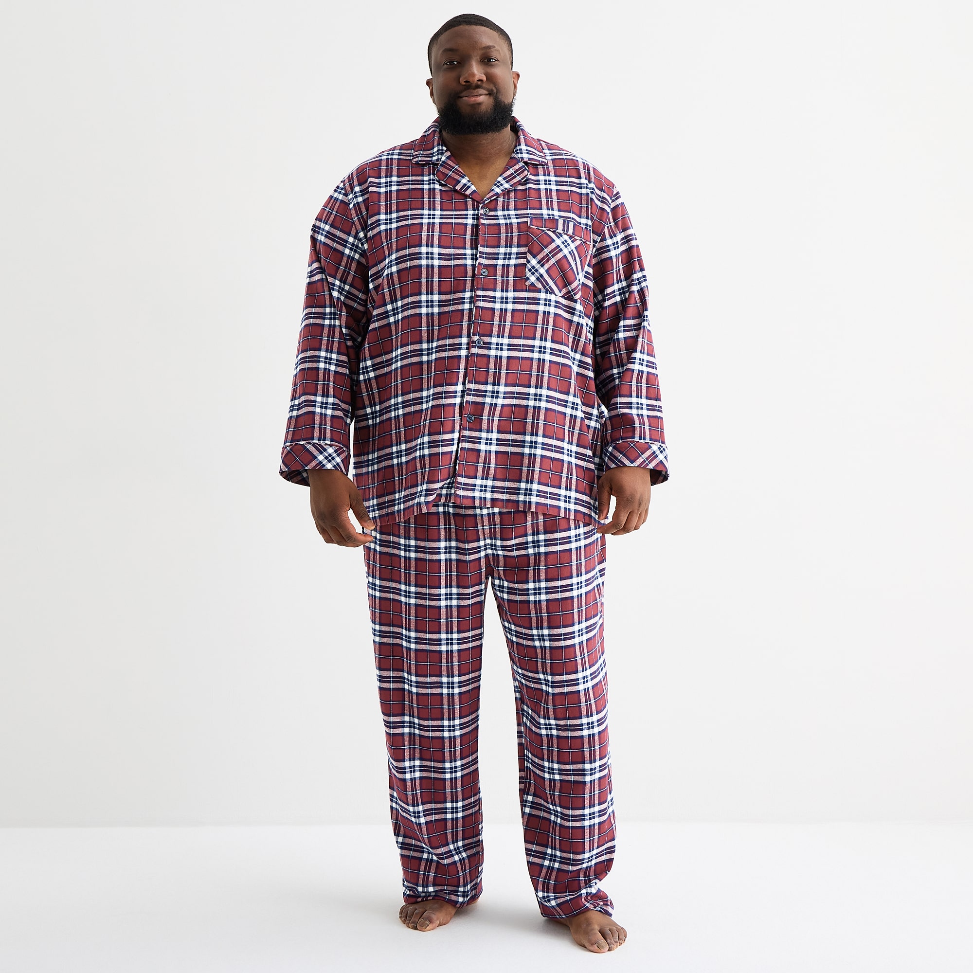 St. John's Bay Mens Flannel Long Sleeve 2-pc. Big and Tall Pajama Set