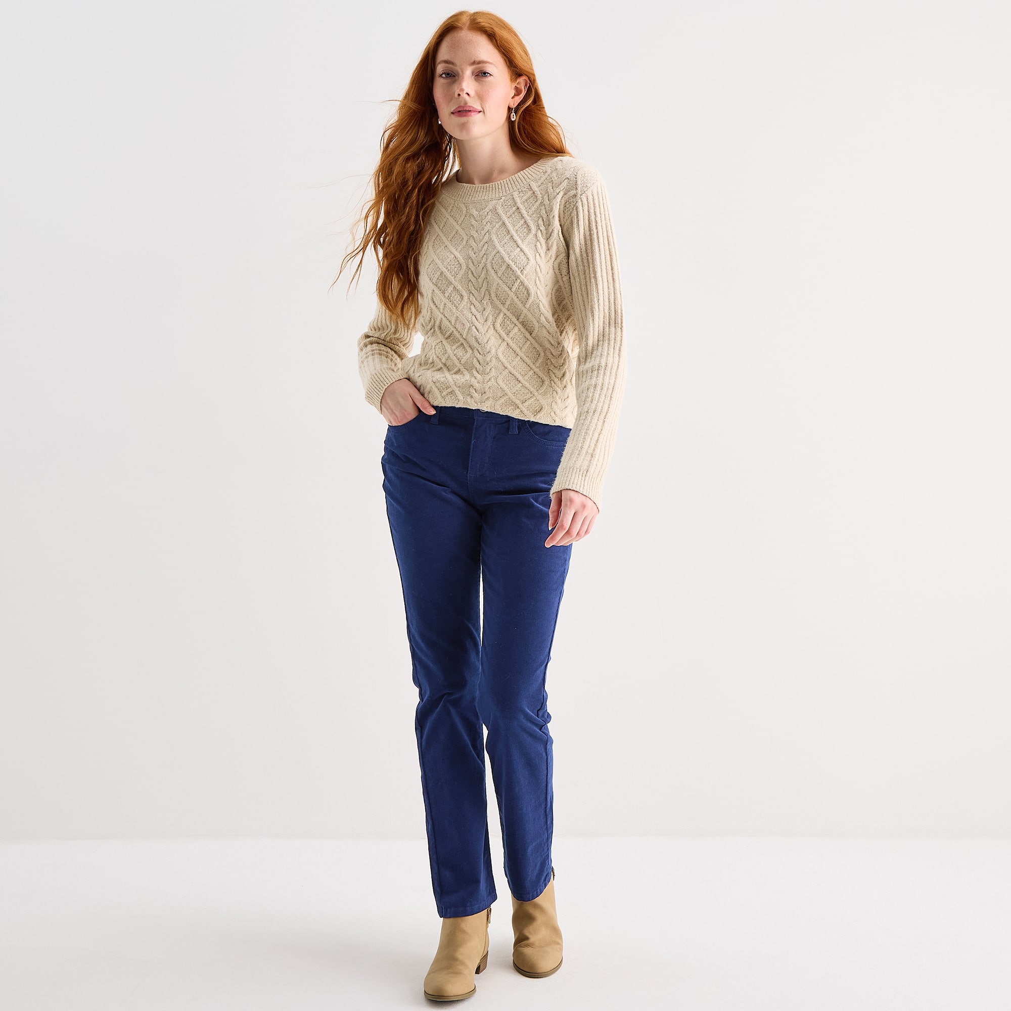St. John's Bay Womens Tall Mid Rise Straight Corduroy Pant