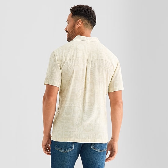 St. John's Bay Slub Button-Down Mens Short Sleeve Camp Shirt