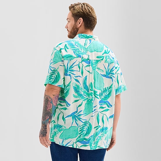 St. John's Bay Slub Button-Down Mens Short Sleeve Big and Tall Camp Shirt