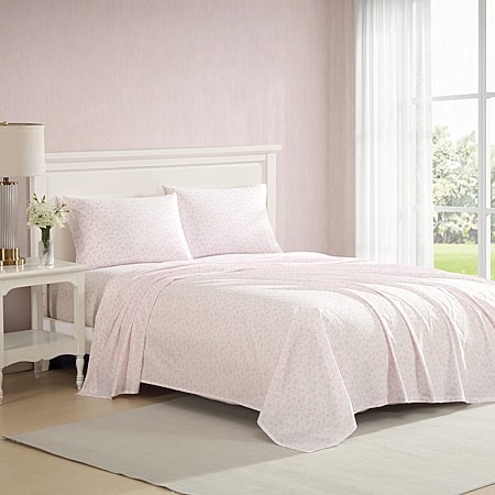 Laura Ashley Bella 300tc Sheet Set USHSA01235891, Color: Pale Pink