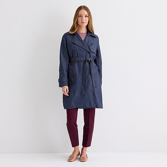 Liz Claiborne Womens Denim Lightweight Trench Coat