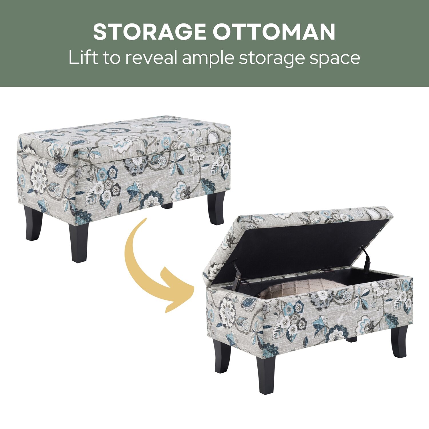 Convenience Concepts Designs4comfort Storage Lift-Top Ottoman