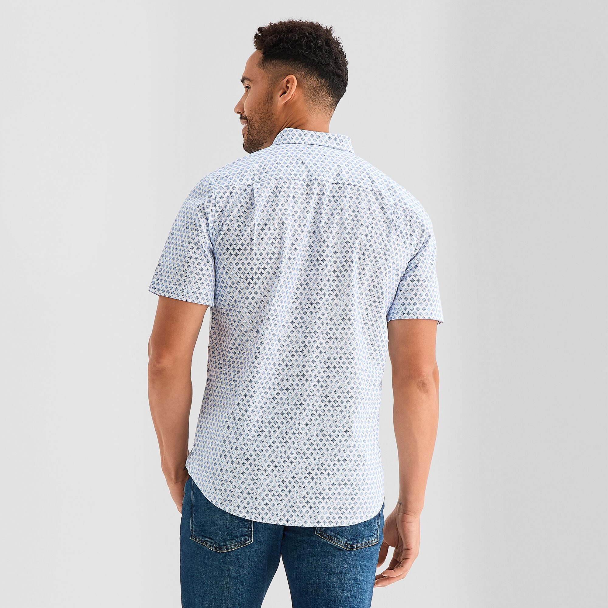 St. John's Bay Stretch Poplin Mens Short Sleeve Classic Fit Button-Down Shirt