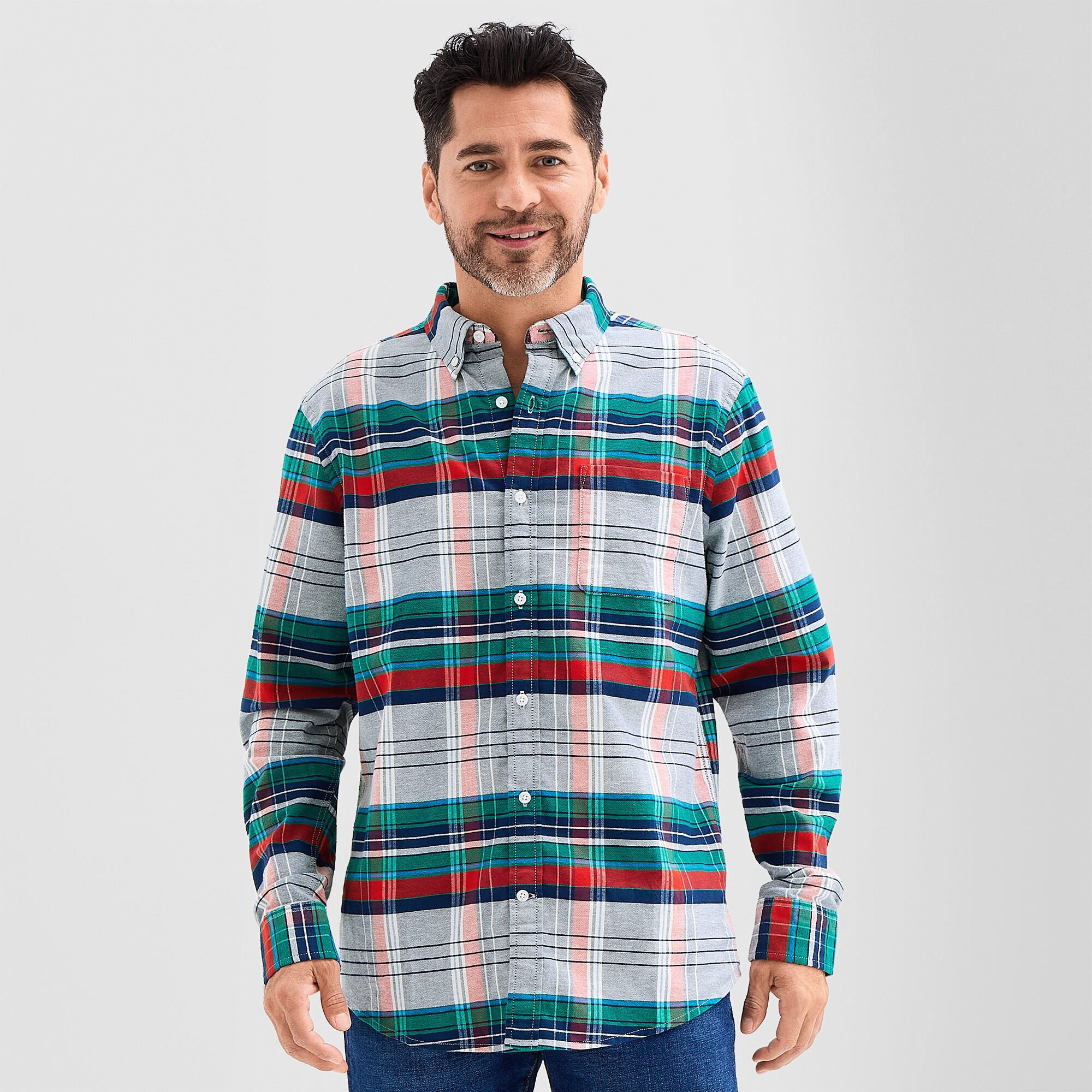 St. John's Bay Washed Oxford Mens Long Sleeve Classic Fit STRETCH FABRIC Button-Down Shirt