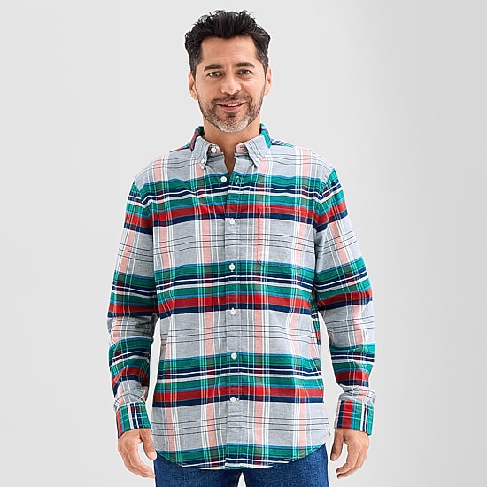 St. John's Bay Washed Oxford Mens Long Sleeve Classic Fit Stretch Fabric Button-Down Shirt